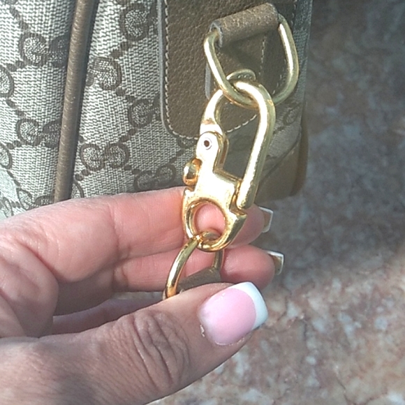 RARE GUCCI~GG~ HANDBAG with SHOULDER STRAP~BROWN - Picture 7 of 15